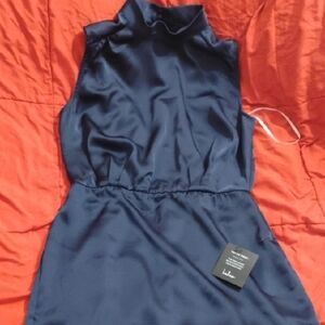 Elegant Navy Blue Sleeveless Dress